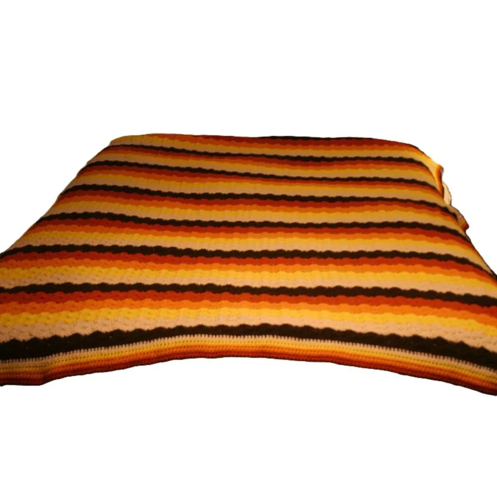 VTG Handmade Crochet Afghan Blanket 69